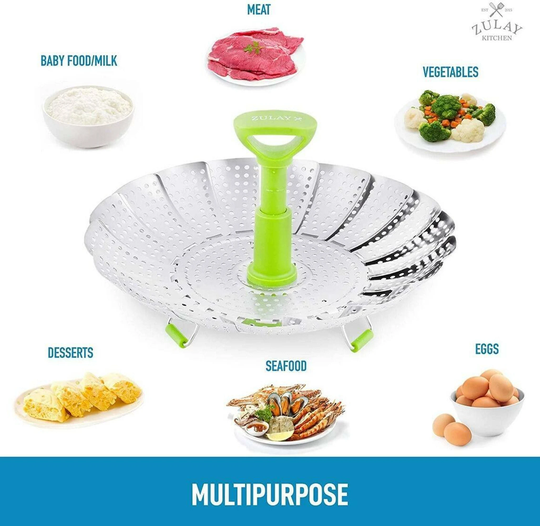 Steamer Basket, Adjustable Vegetable Baskets, Steamer, Kitchen Gadgets, Steel Cooking Gift, Ergonomic