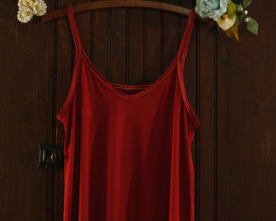 Rich Red Nylon Spandex Blend Spin Slip Mini Dress // Vanity Fair 36