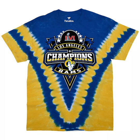 Men's Fanatics Branded Blue Los Angeles Rams Super Bowl LVI Champions V-Dye T-Shirt, Size: 3XL