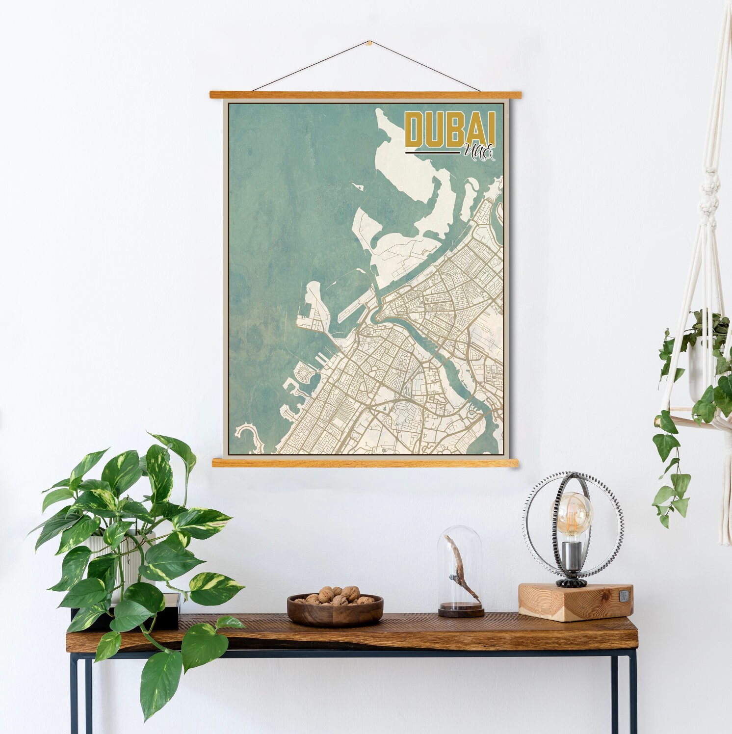 Dubai United Arab Emirates Nautical Street Map | Hanging Canvas Of Printed Marketplace