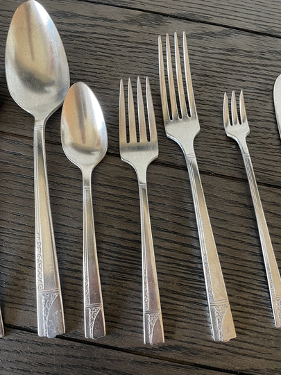 1937 Vintage Oneida Nobility Plate Caprice Art Deco Flatware Set