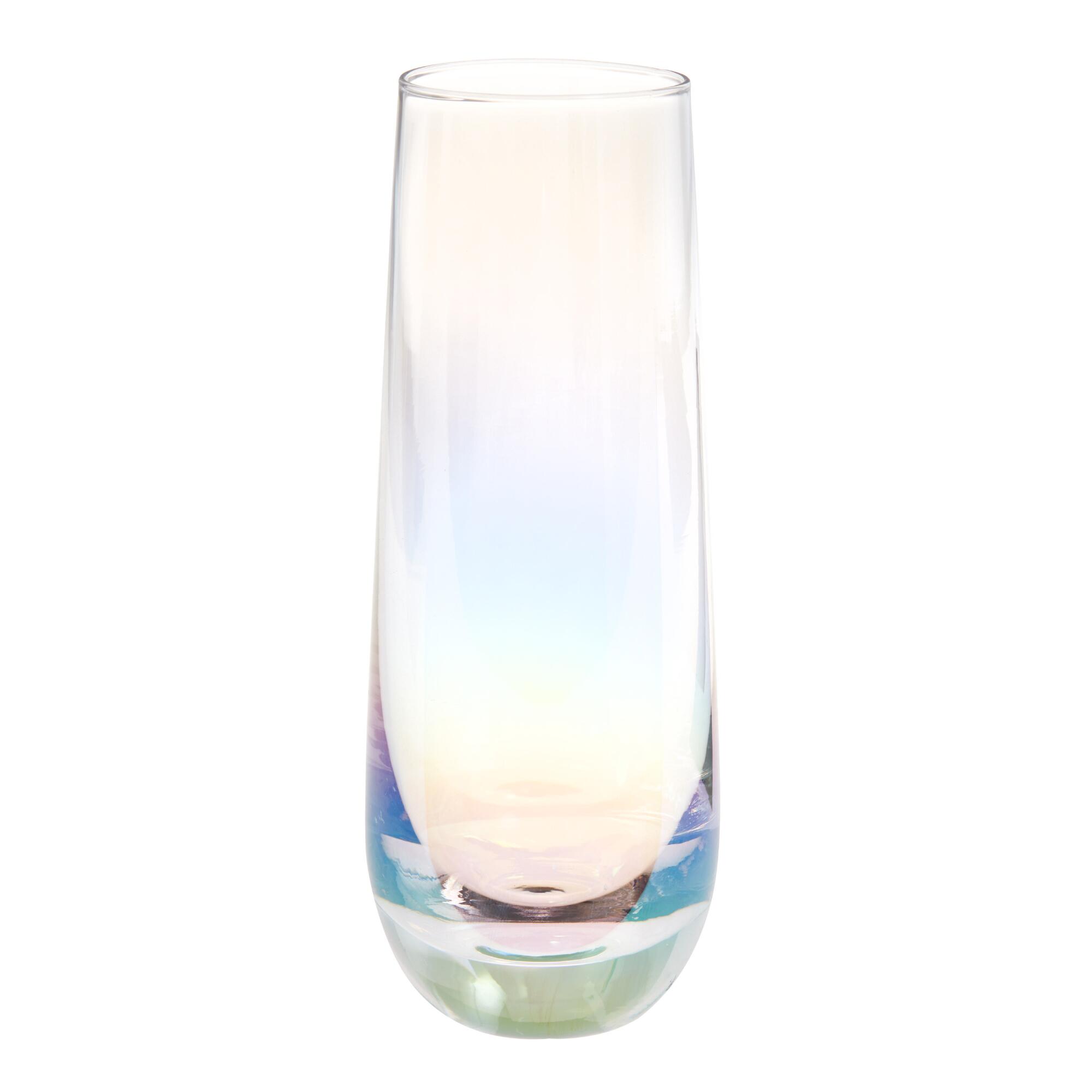 Iridescent Stemless Champagne Flutes Set of 4: Multi - Glass by World Market