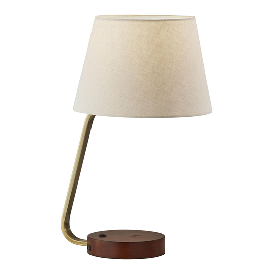 Walnut Rumford Table Lamp with USB and Charging Pad: Metallic -