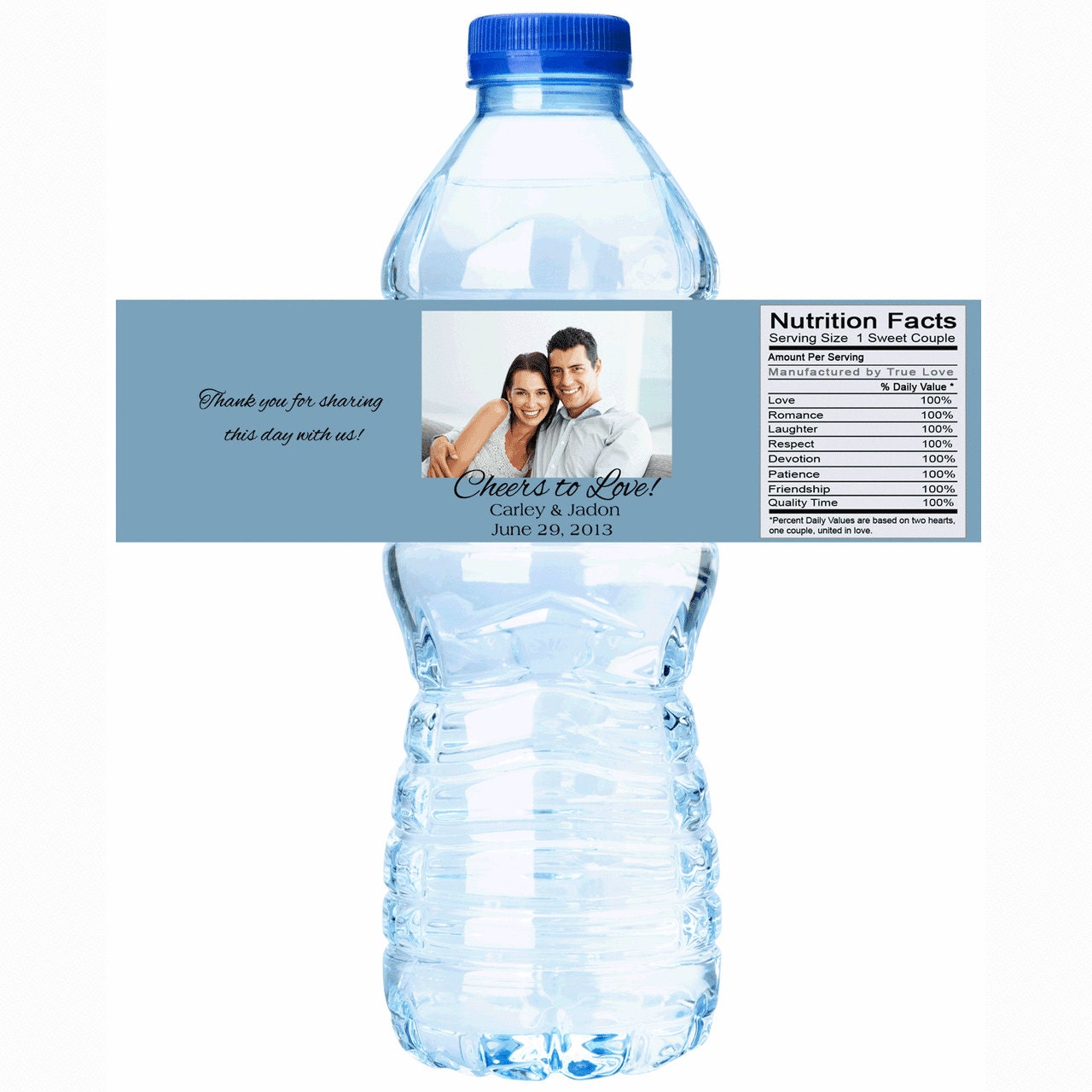 30 Color Coordinated Photo Water Bottle Labels - Wedding Personalized Favors Bridal Shower