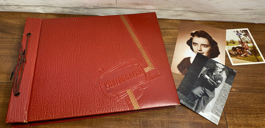 Vintage Leather Photo Album Embossed Mid Century 100 Pages