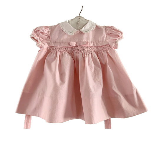 Vintage 1950S 60S Polly Flinders Infant Girls' Pink Cotton Dress // 6 Months