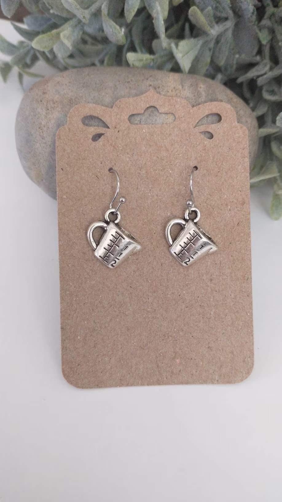 Measuring Cup Earrings, Tibetan Silver Gift For Cook, Chef, Cooking Stainless Steel Earrings