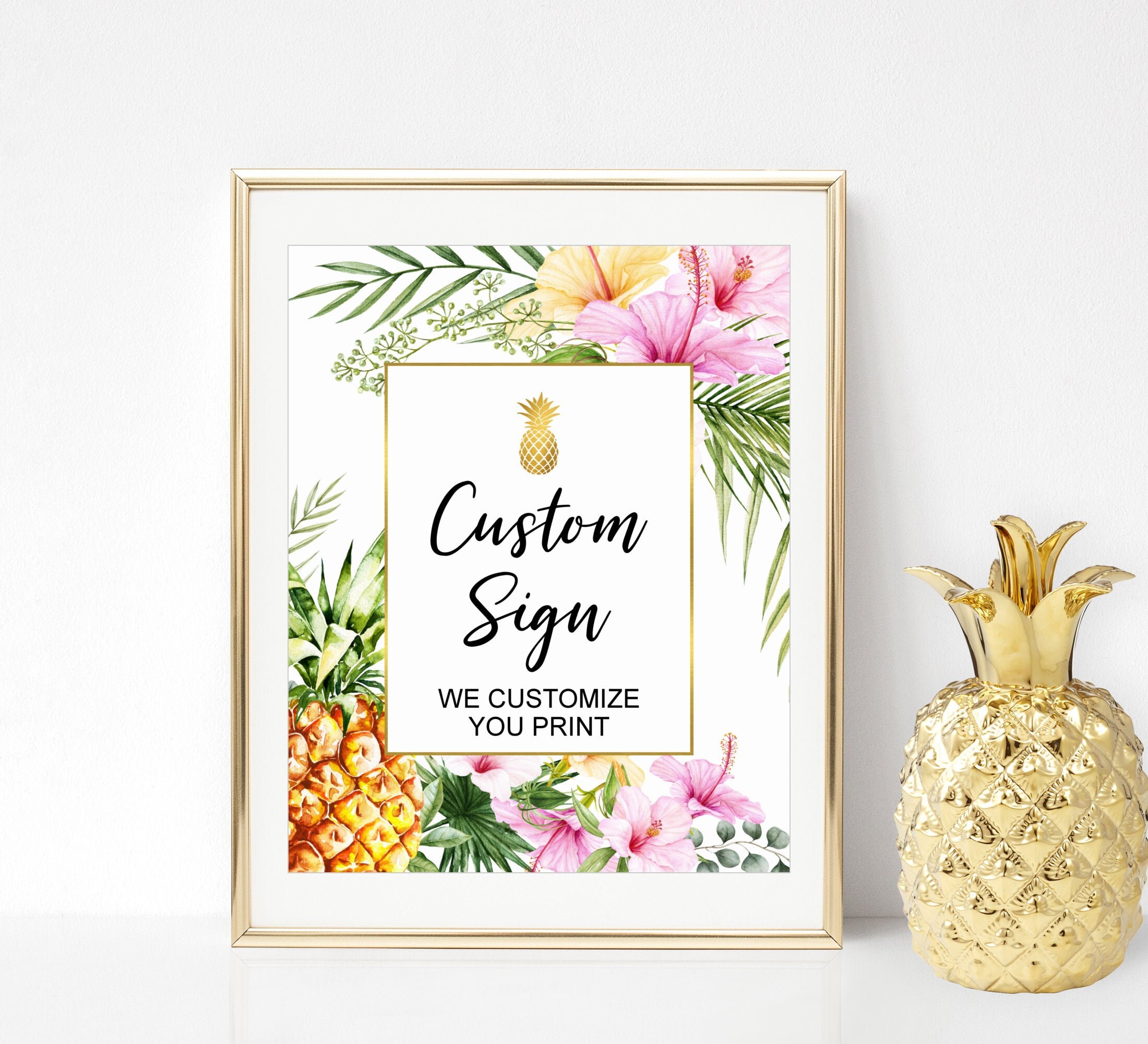 Tropical Custom Sign Table Printable Floral Luau Hawaiian Wedding Bridal Shower Decorations Digital File A76 B74 C74
