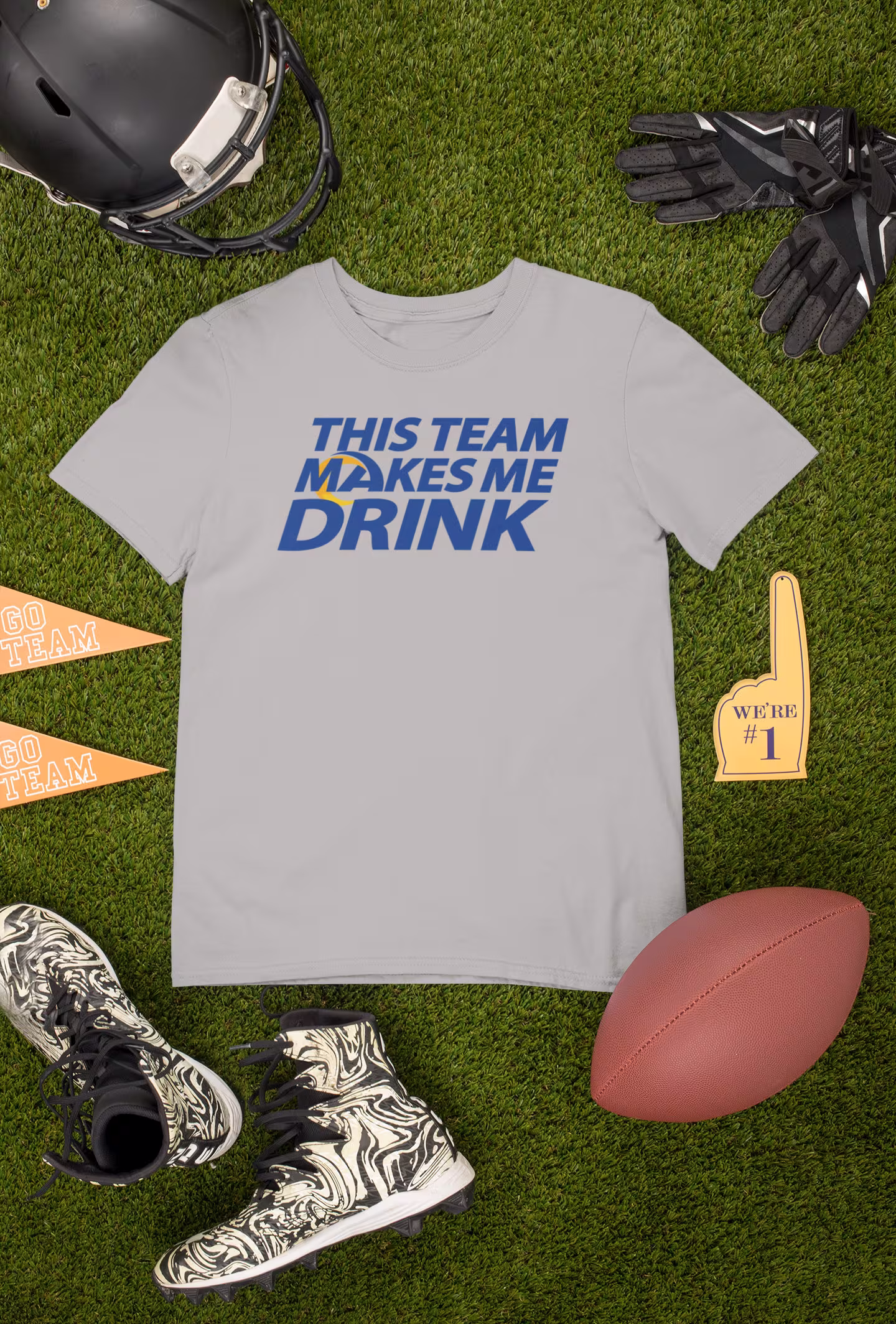 Rams This Team Makes Me Drink Los Angeles/st Louis Football T-Shirt For Tailgates Gameday Sporting Events