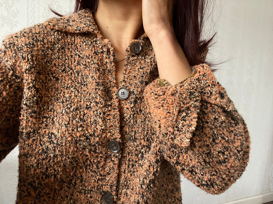 Vintage Dusty Orange Wool Blend Shirt/ Top/ L