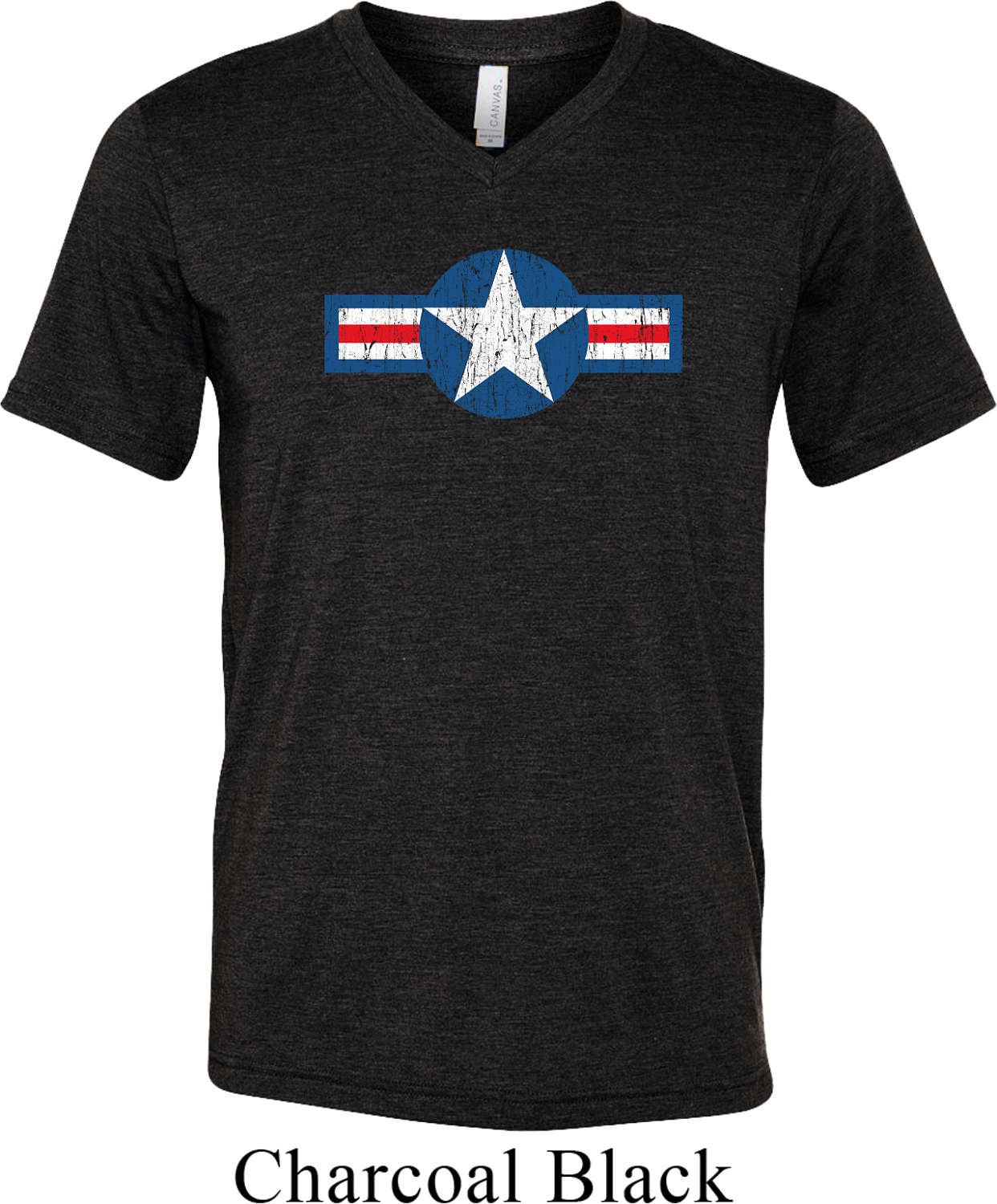 Distressed Air Force Star Tri Blend V-Neck Tee T-Shirt Disforce-C3415