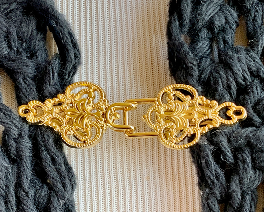 The Mattie Gold Tone Filigree Sweater Clip Clasp