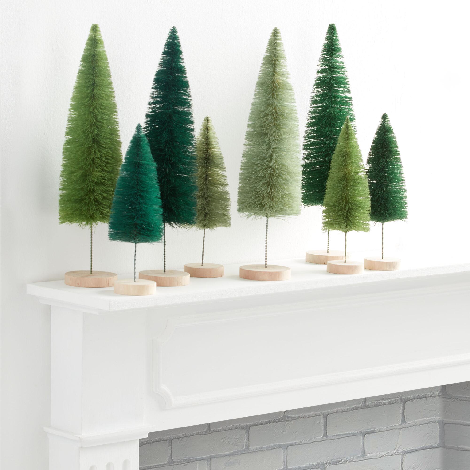 Green Bottlebrush Tree Decor Set of 4 - Acrylic by World Market