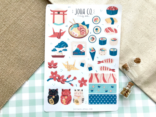 Japan Sushi Travel Sticker Sheet | Cute For Journaling & Crafts