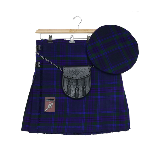 Spirit Of Scotland Wool-Blend Homespun Tartan Kilt & Accessories Bundle