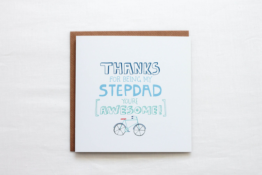 Fathers Day, Step Dad Day, Family Greeting Card, Thanks For Being My Stepdad Greeting, Cards For Blended Family, Great Dads