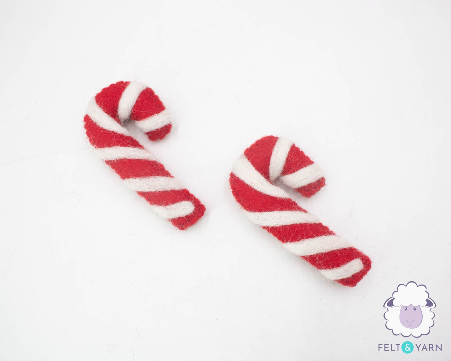 Wool Felt Christmas Candy Cane 25 Pcs Ornament Felted Festive Craft For Room Decor Certified Fair Trade & 100% Handmade