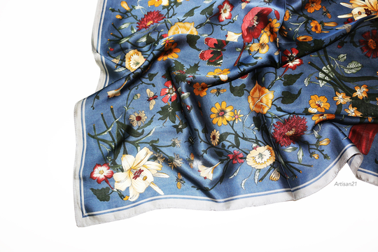 Floral Silk Scarf - Bandana Blend Square Scarves Neckerchief/Bag Scarf Head Turban Wrap 284001