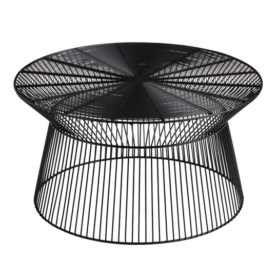 Round Black Metal Zeke Outdoor Patio Coffee Table by World Market