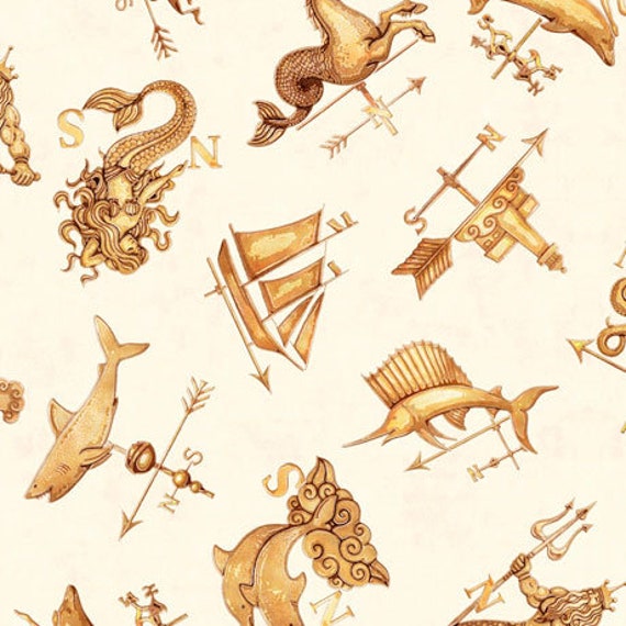 Smooth Sailings Nautical Blender in Cream Designed By Dan Morris For Quilting Treasures 43-44 Wide 100% Cotton Fabric Qt-1649-27162E