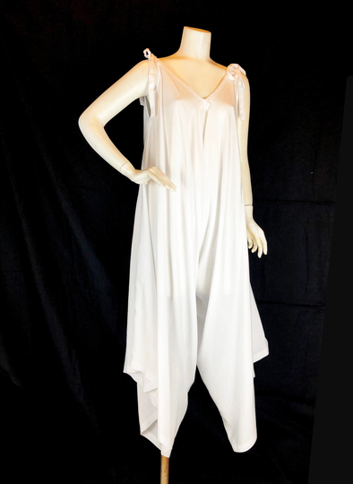 Brand New, White Bali Summer Jumpsuit, Pants Drop Crotch Loose Baggy, Comfortable 100 % Cotton Rayon, | Drs017