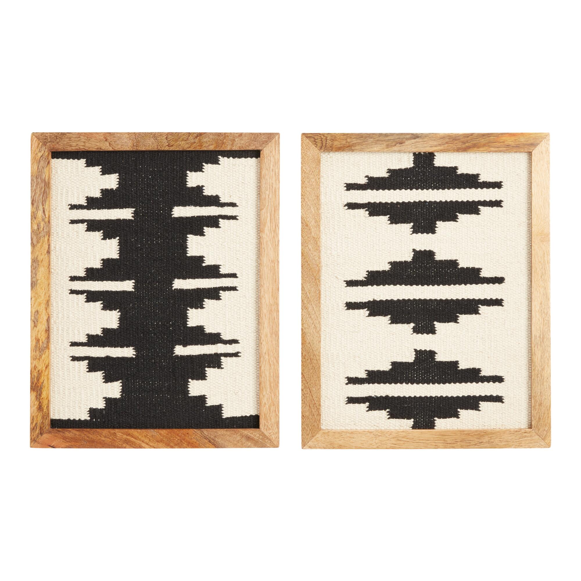 Black And White Southwest Textiles Framed Wall Decor 2 Piece - Fabric by World Market