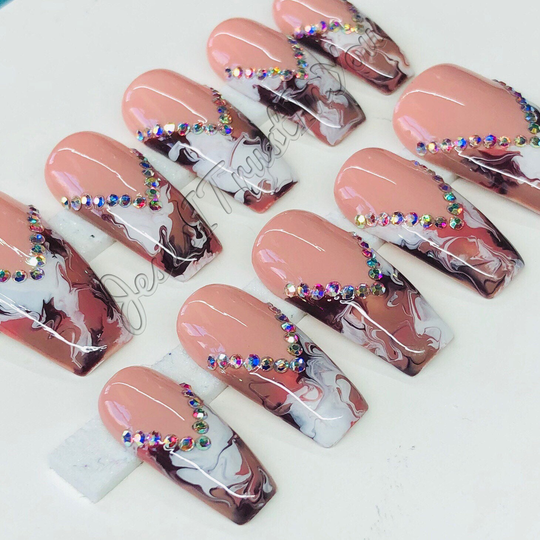 Mocha Blend - Regular Ballerina Gel Press On Nails