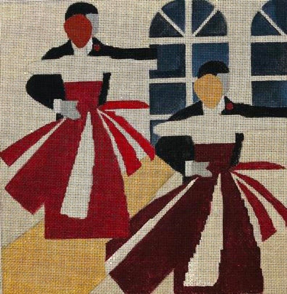 Needlepoint Handpainted Melissa Prince Ballroom Dancing 10x10 -Free Us Shipping