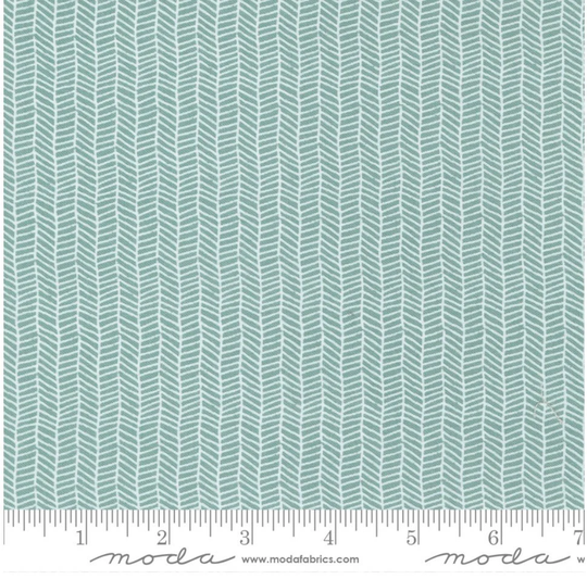 Love Note Herringbone Blender Stripe Dusty Sky 1/2 Yard Cut | Lella Boutique Moda 5154 12