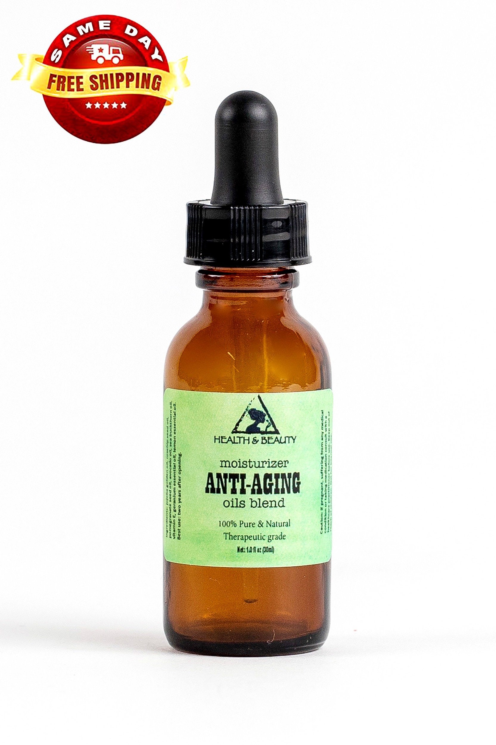 1 Oz, 30 Ml Anti-Aging Organic Oils Blend Facial Moisturizer Anti-Wrinkles With Glass Dropper
