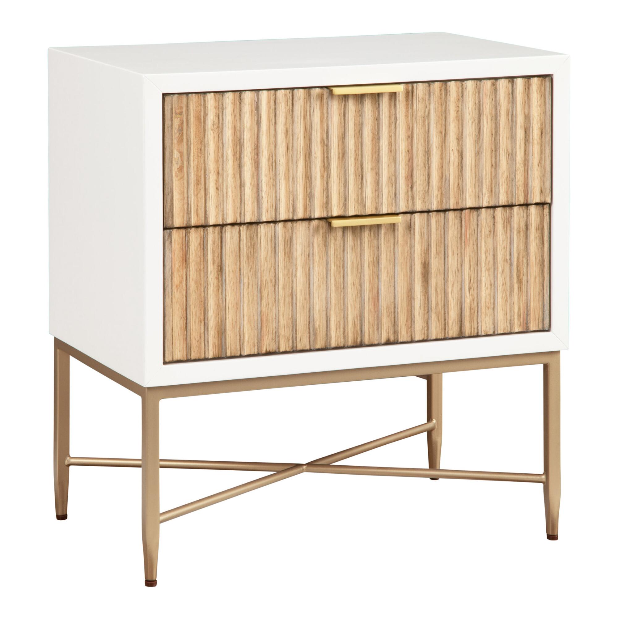 Textured Wood Ashbury Nightstand with Drawers: Black by World Market