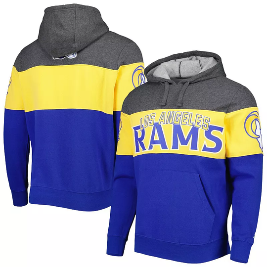 Men's Starter Heather Charcoal/Royal Los Angeles Rams Extreme Pullover Hoodie, Size: XL, LAR Grey