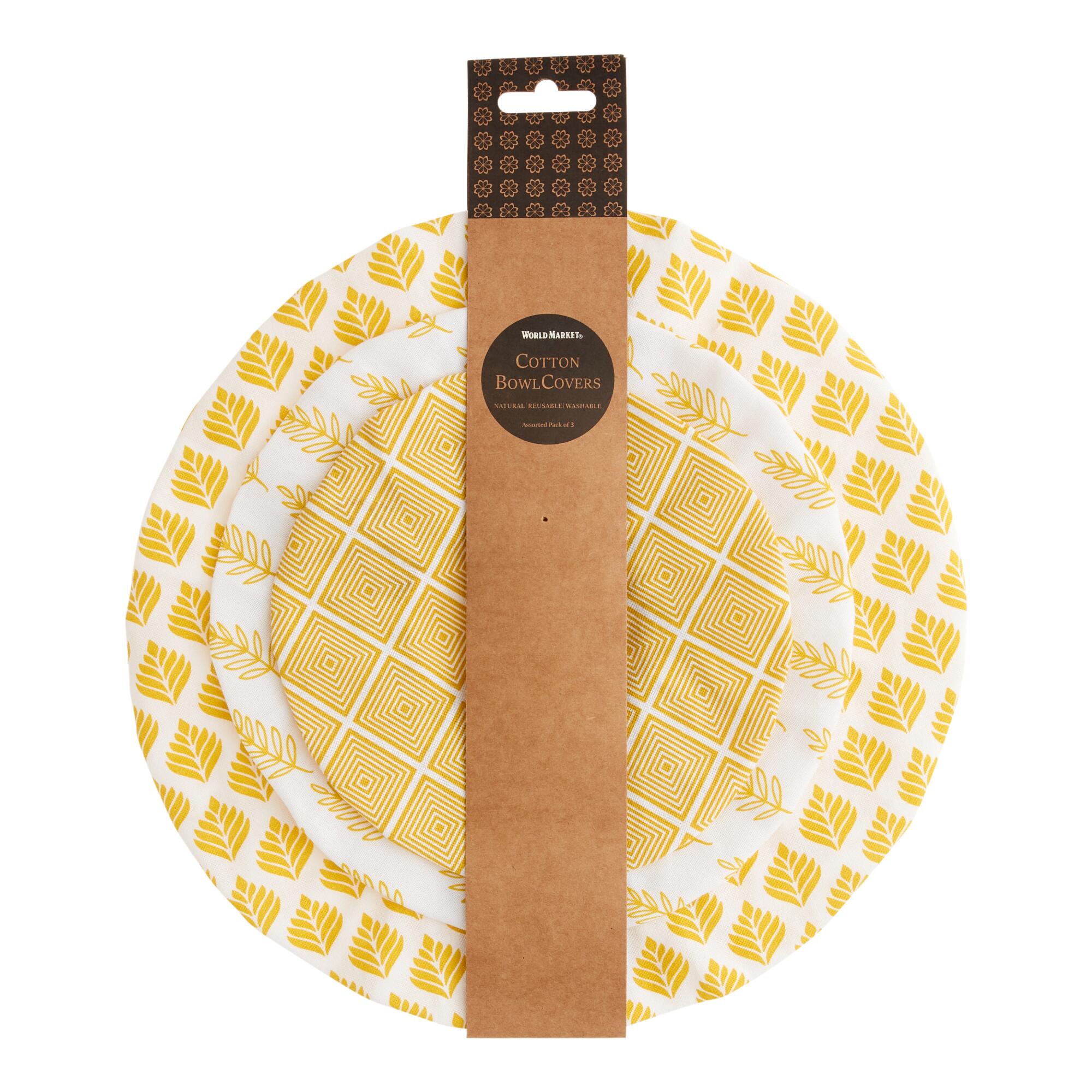Yellow Organic Cotton Bowl Covers 3 Pack by World Market