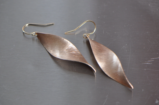 Bronze Dangle Earrings, Brushed Finish