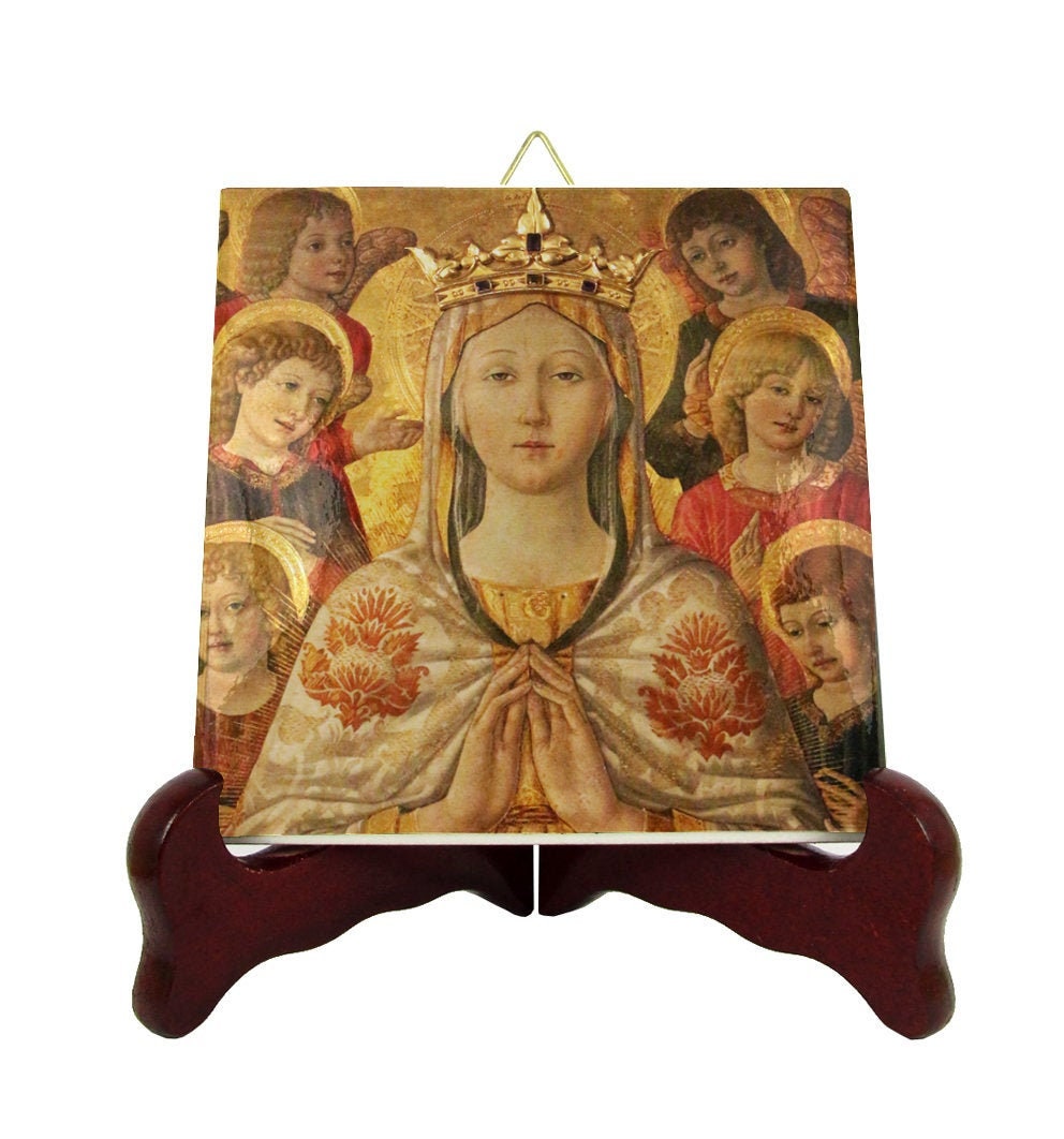 Catholic Art - Gifts Madonna Of The Graces Catholic Icon Ceramic Tile Our Lady Religious Icons Handmade in Italy