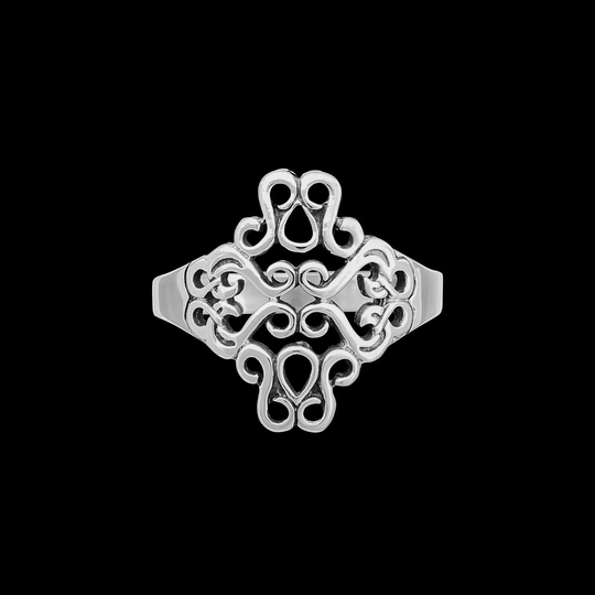 Oval Ring, 925 Sterling Silver Ring, Damask, Size 6