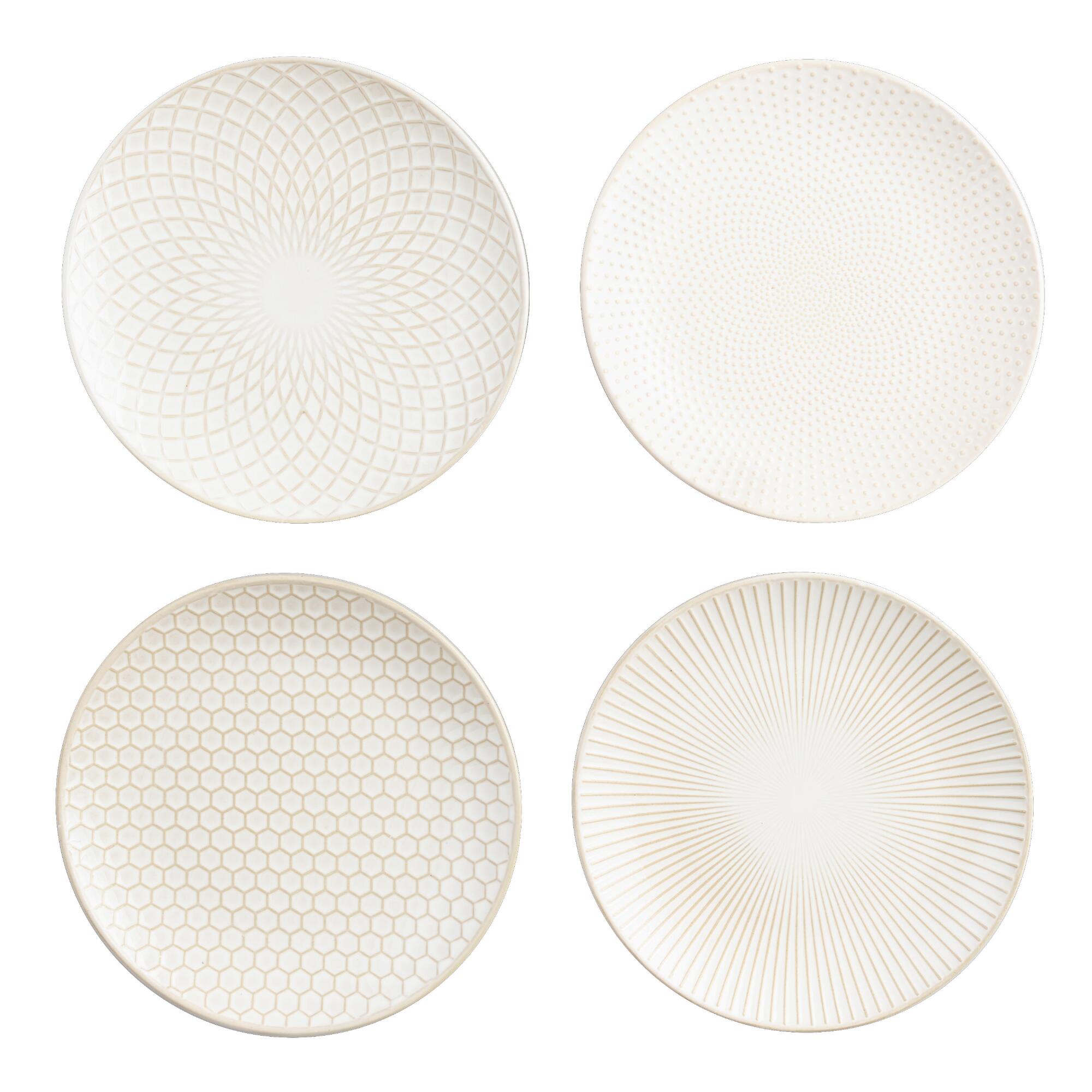 White Textured Ceramic Avery Salad Plates Set Of 4 - Stoneware by World Market