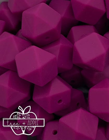 Razzleberry 14mm Silicone Beads, Purple Hexagon Plum