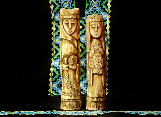 Hand Carved Wooden Slavic Pantheon. Lada & Makosh. God Statue, Wood Slavic Goddesses, Nordic Idol, Carving