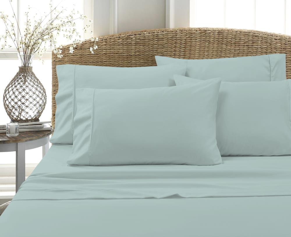 MHF Home King Cotton Blend 6-Piece Bed Sheet in Blue | M560804