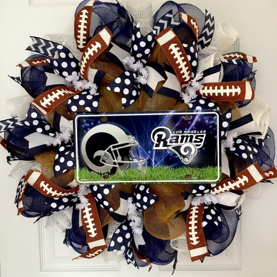 Los Angeles Rams Football Deco Mesh Handmade Wreath