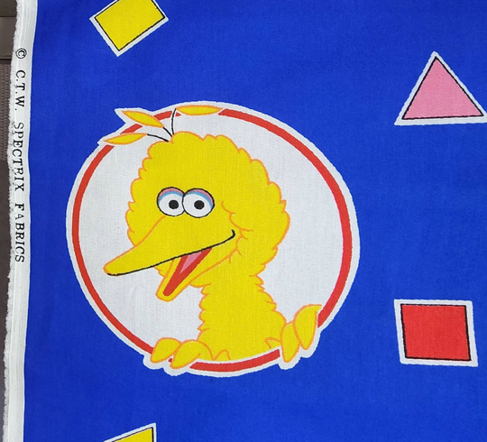 Project Remnant. Cotton Blend. 2 Yards Long 46" Wide. Heavier Than Quilting Cotton. Big Bird, Cookie Monster, Bert & Ernie. Quilt Back?