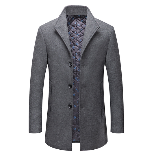 Men's Lined Wool Blend Pea Coats Outwear - Gray, L - large grey