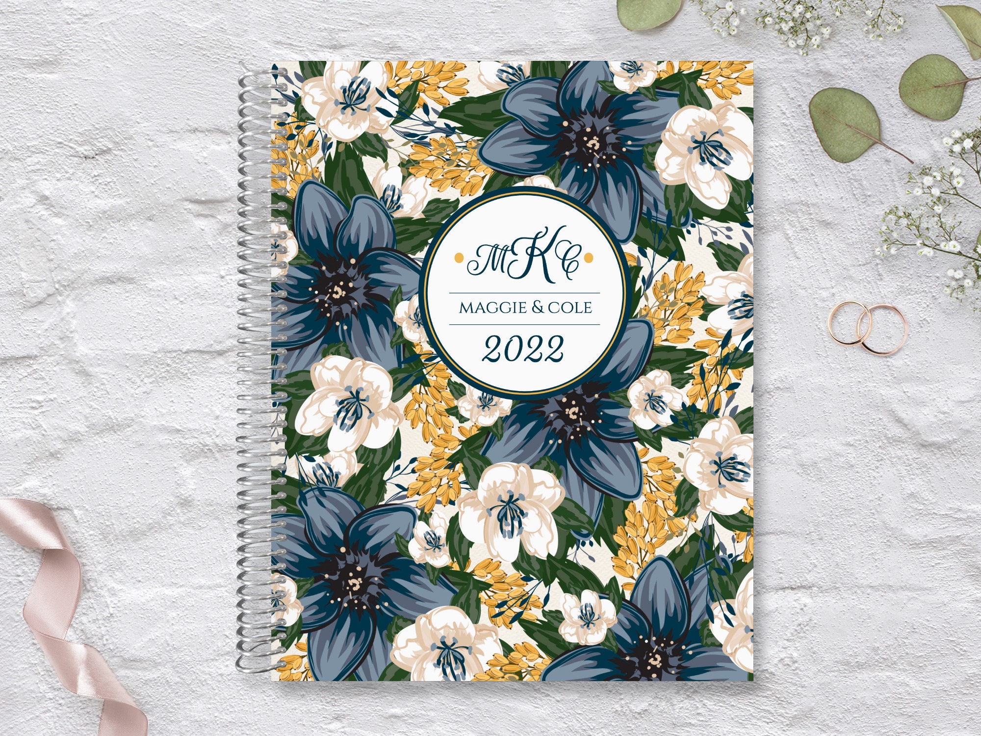 Customized Wedding Planner, Organize Your Dream Wedding, Gift For Newly Engaged, Ultimate Planning Guide, Modern Floral Design