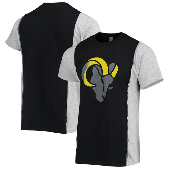Men's Refried Apparel Black/Heathered Gray Los Angeles Rams Sustainable Split T-Shirt, Size: XL, LAR Black