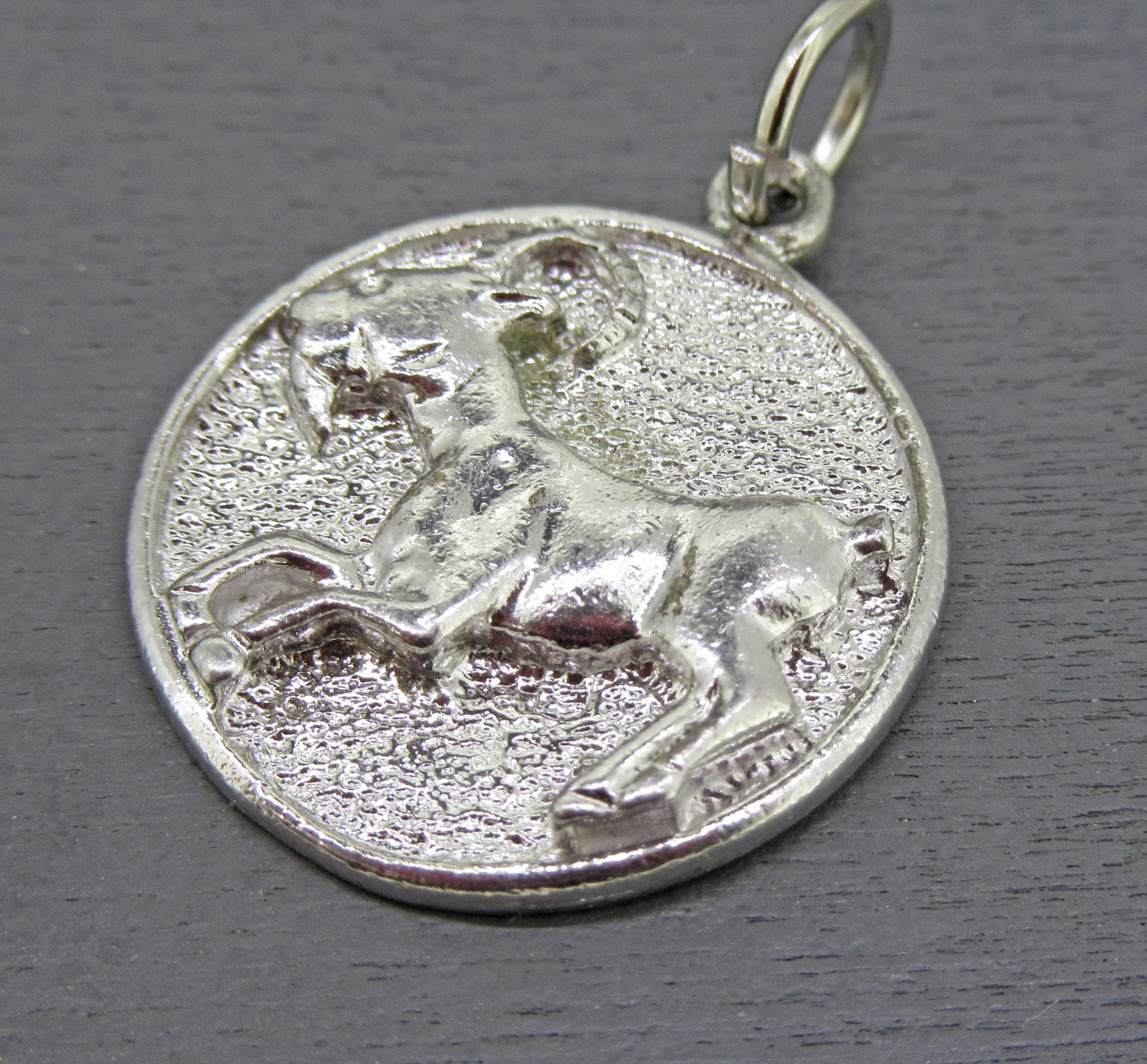 sterling Aries Zodiac Charm, Silver Astrology Ram Horoscope Charm For Bracelets