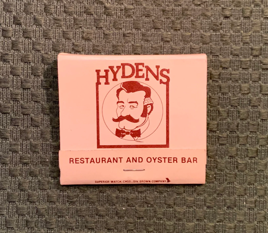 Vintage Matchbook, Hydens Restaurant, Oyster Bar, Humble, Texas, Seafood, with 30 Match Sticks, Free Ship in Usa
