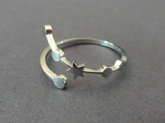 Stainless Steel Aries Ring, Adjustable Constellation Zodiac Astrology Horoscope Fire Element Zodiac, March 21-April 19
