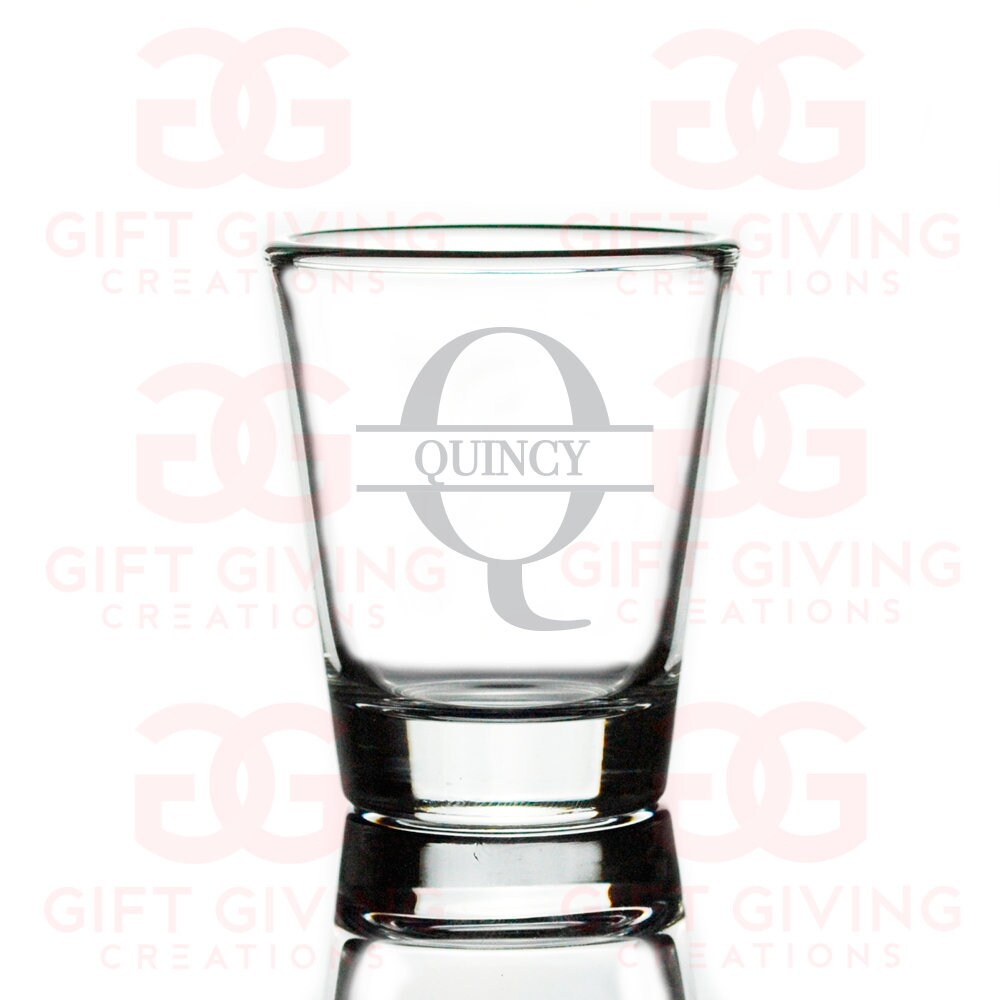 Monogrammed Shot Glass, Groomsman Gift, Custom Wedding Etched Initial, Personalized Monogram, Father's Day, Glass
