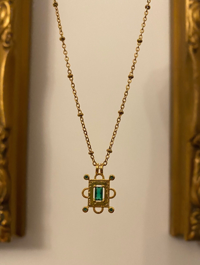 Art Deco Emerald Rectangle Necklace